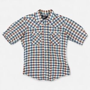 Levi's Men's Blue and Red Plaid Shirt